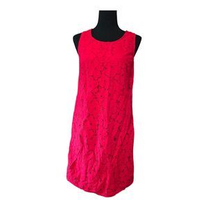 NWT Banana Republic Red Floral Lace Embroidered Overlay Shift Dress Size 6